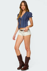Cotton Lacey Tie Front Top