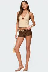 Evey Bead & Cut Out Halter Top