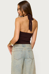 Kez Belted Knit Halter Top