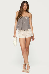 Lenie Strapless Chiffon Babydoll Top