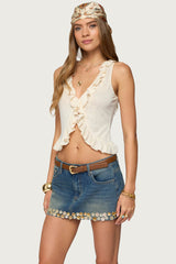 Marsh Ruffle Split Front Top