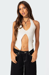 Sculpt Knitted Split Front Top