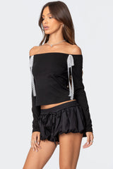 Lace Bow Off Shoulder Top