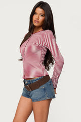 Rayla Striped Button Up Top