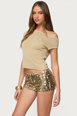 Holly Glitter Off Shoulder Top