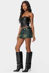 Riviere Washed Denim Mini Skirt