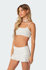 Daydream Printed Waffle Bra Top