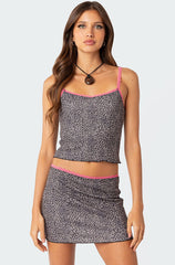 Lele Leopard Print Ribbed Tank Top