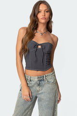 June Tie Front Strapless Corset