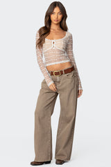 Heart & Bow Sheer Lace Top