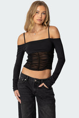 Susie Off Shoulder Mesh Top