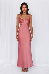 HELLO MOLLY The Penelope Cowl Satin Maxi Dress Rose