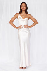 HELLO MOLLY The Madeline Cowl Satin Maxi Dress Pearl