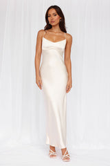 HELLO MOLLY The Samara Satin Maxi Dress Pearl