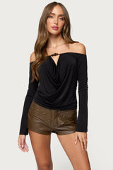 Kezya Draped Off Shoulder Top