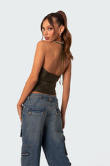 Sara Back Cut Out Halter Top