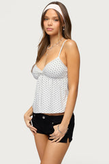 Belen Polka Dot Lacey Babydoll Top
