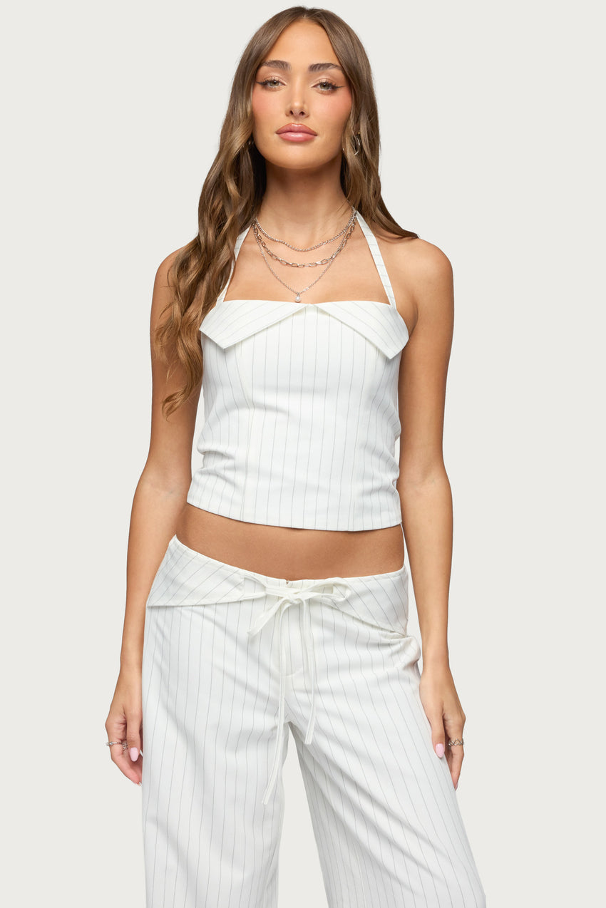 Parker Pinstripe Halter Top